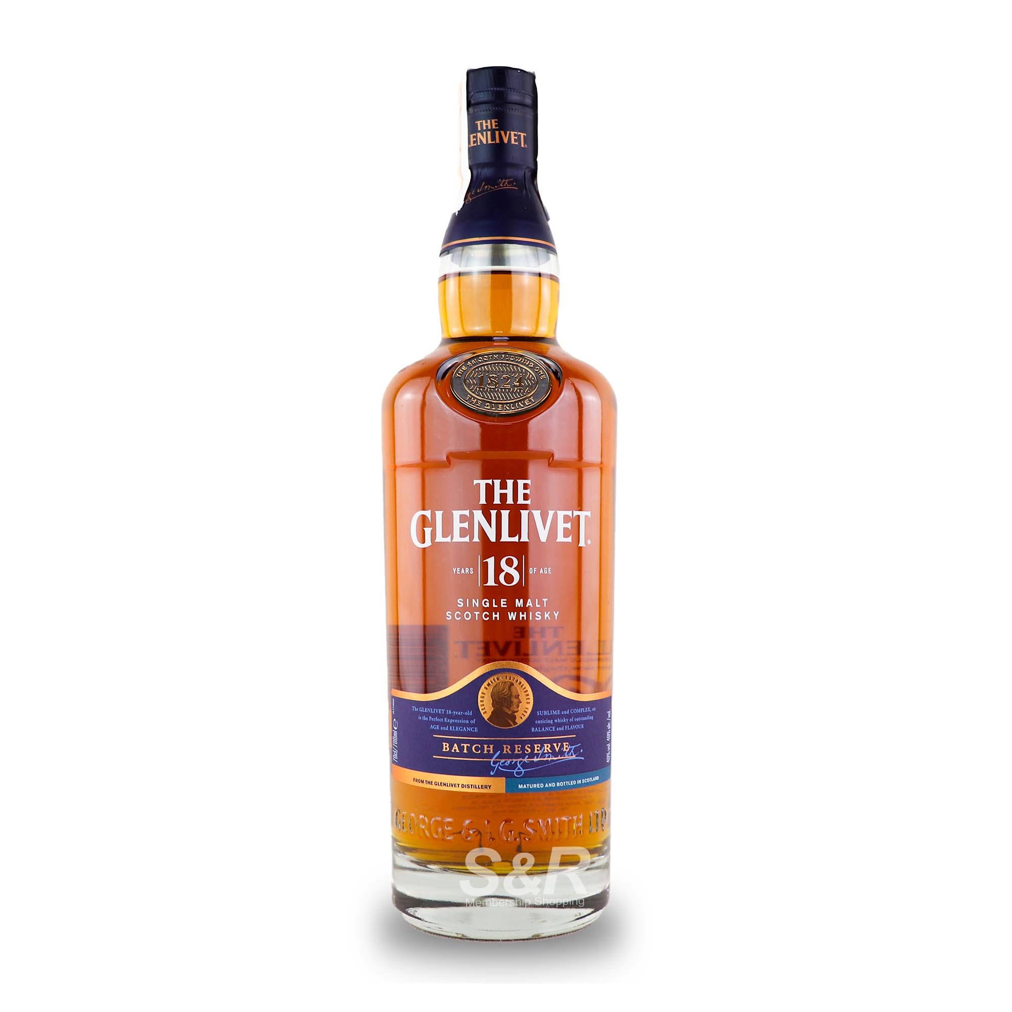 The Glenlivet Aged 18 Years Batch Reserve Single Malt Scotch Whisky 700mL